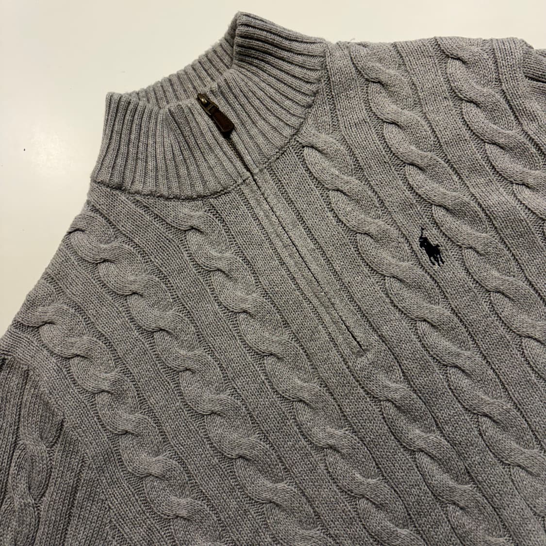 [L] 폴로 랄프로렌 신형 큐알 반집업 케이블 니트 스웨터 D784 상품이미지3