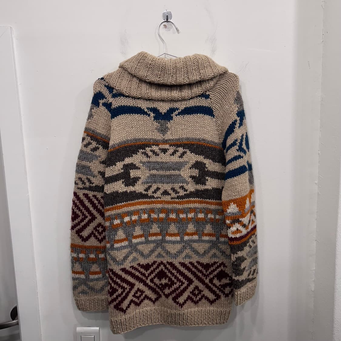 레이빔즈 울 패턴 숄카라 케이블 니트 가디건 상품이미지5