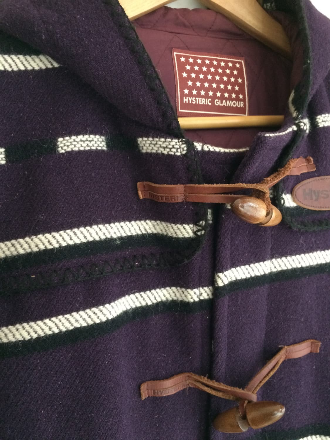 히스테릭 글래머 아카이브 소 가죽 카우 스킨 패치 포인트 누빔 더플 코트 상품이미지6