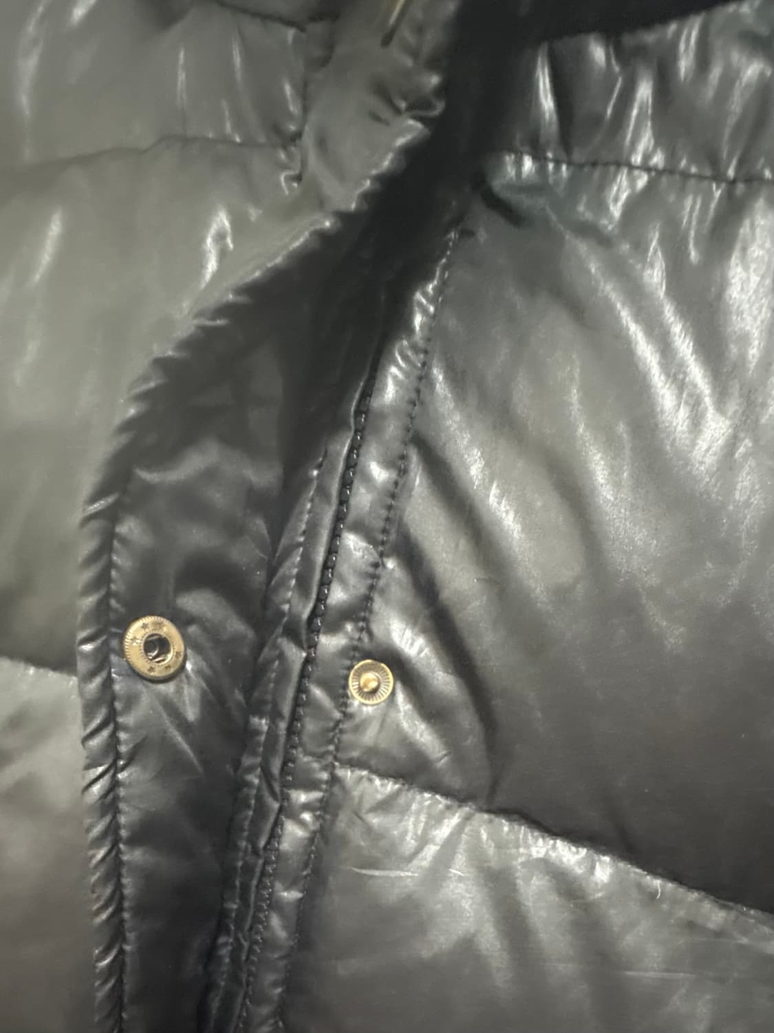 모자ㅇ)Peyton place 빈티지 검정 경량st 패딩 (블랙, 유광) 상품이미지5