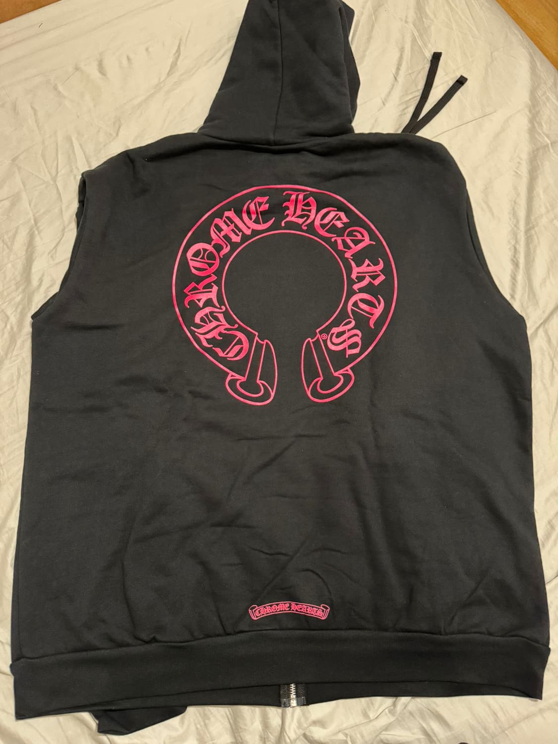 [L] 크롬하츠 홀스슈 플로랄 집업 후드 블랙 핑크 상품이미지4