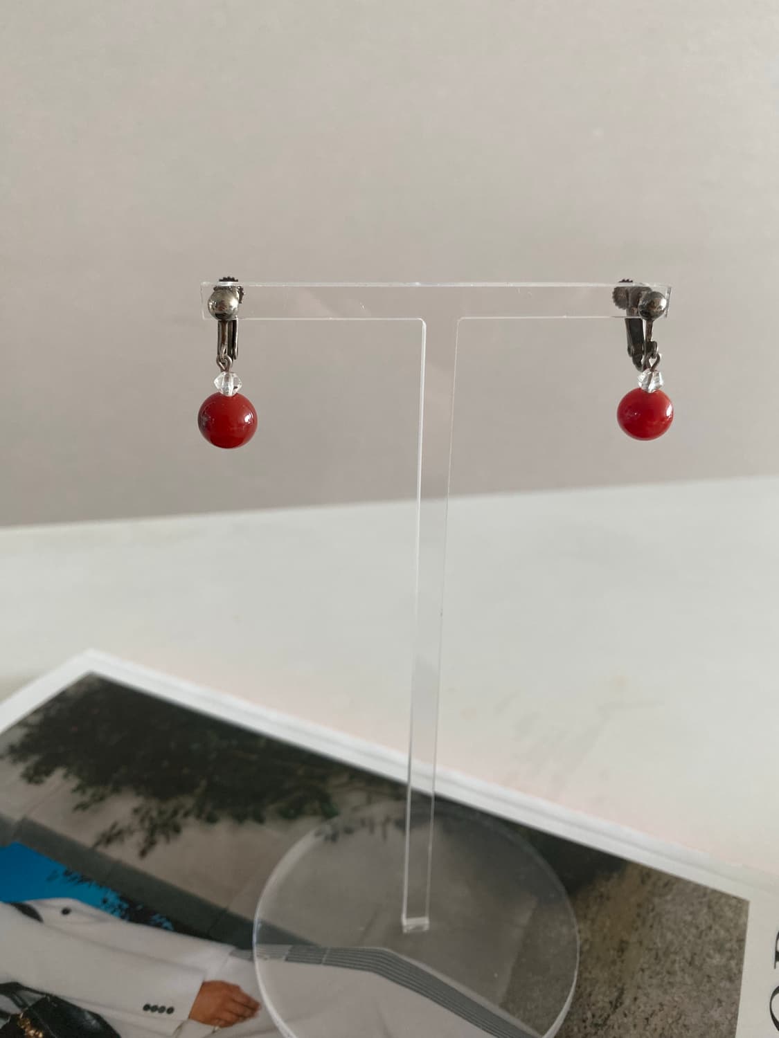 빈티지 레드 원석 귀찌 귀걸이 상품이미지5