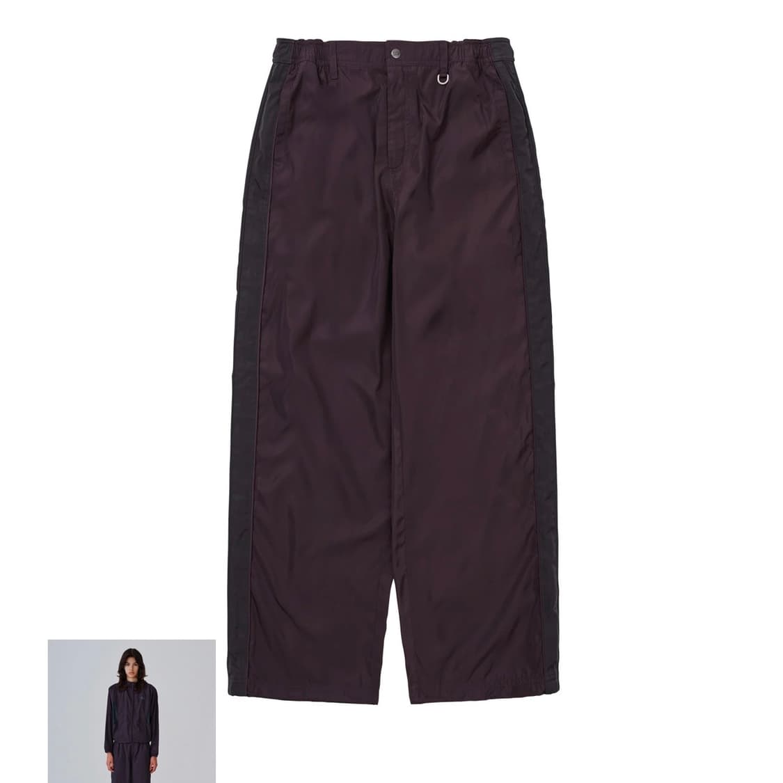 웰빙익스프레스 윈드브레이커 트랙팬츠 버건디 트레이닝 셋업 상품이미지3