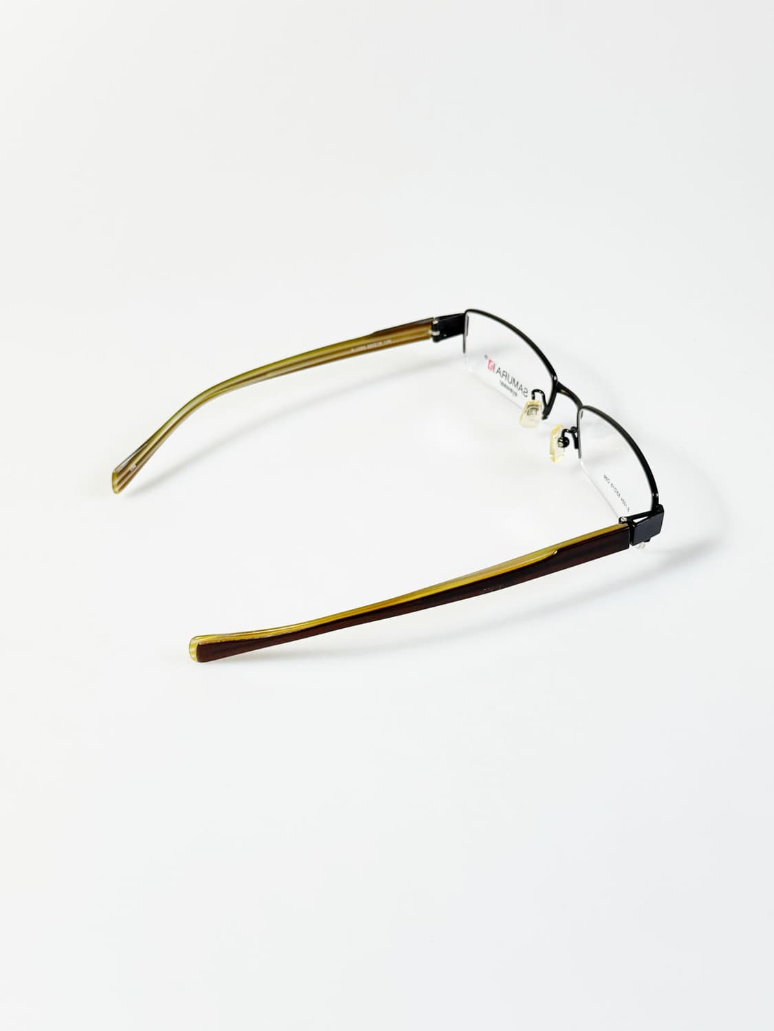 SAMURAI EYEWEAR 블랙 메탈 반무테 스퀘어 빈티지 안경 상품이미지4