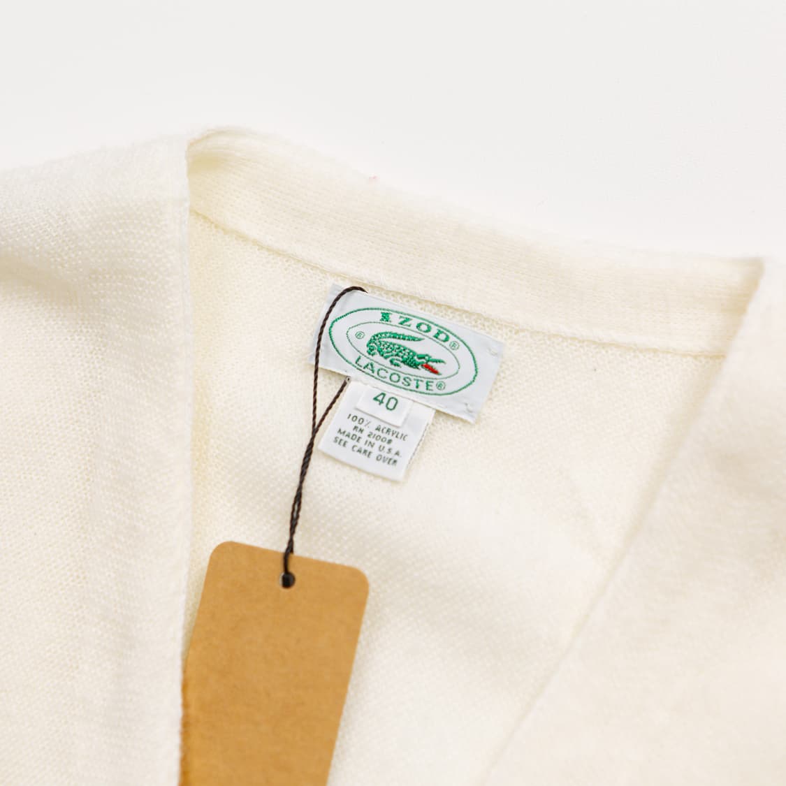 70s IZOD 라코스테 아크릴 가디건 화이트 상품이미지5