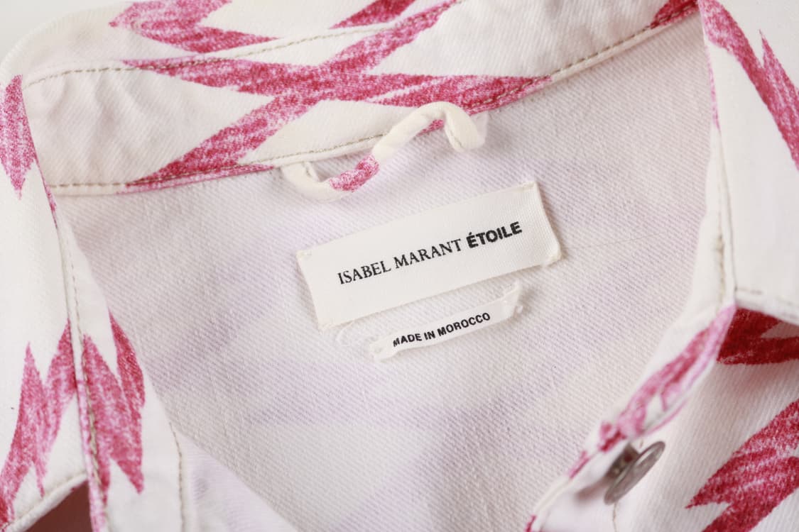 [36] 이자벨마랑 화이트 핑크프린팅 데님 트러커 자켓 상품이미지5