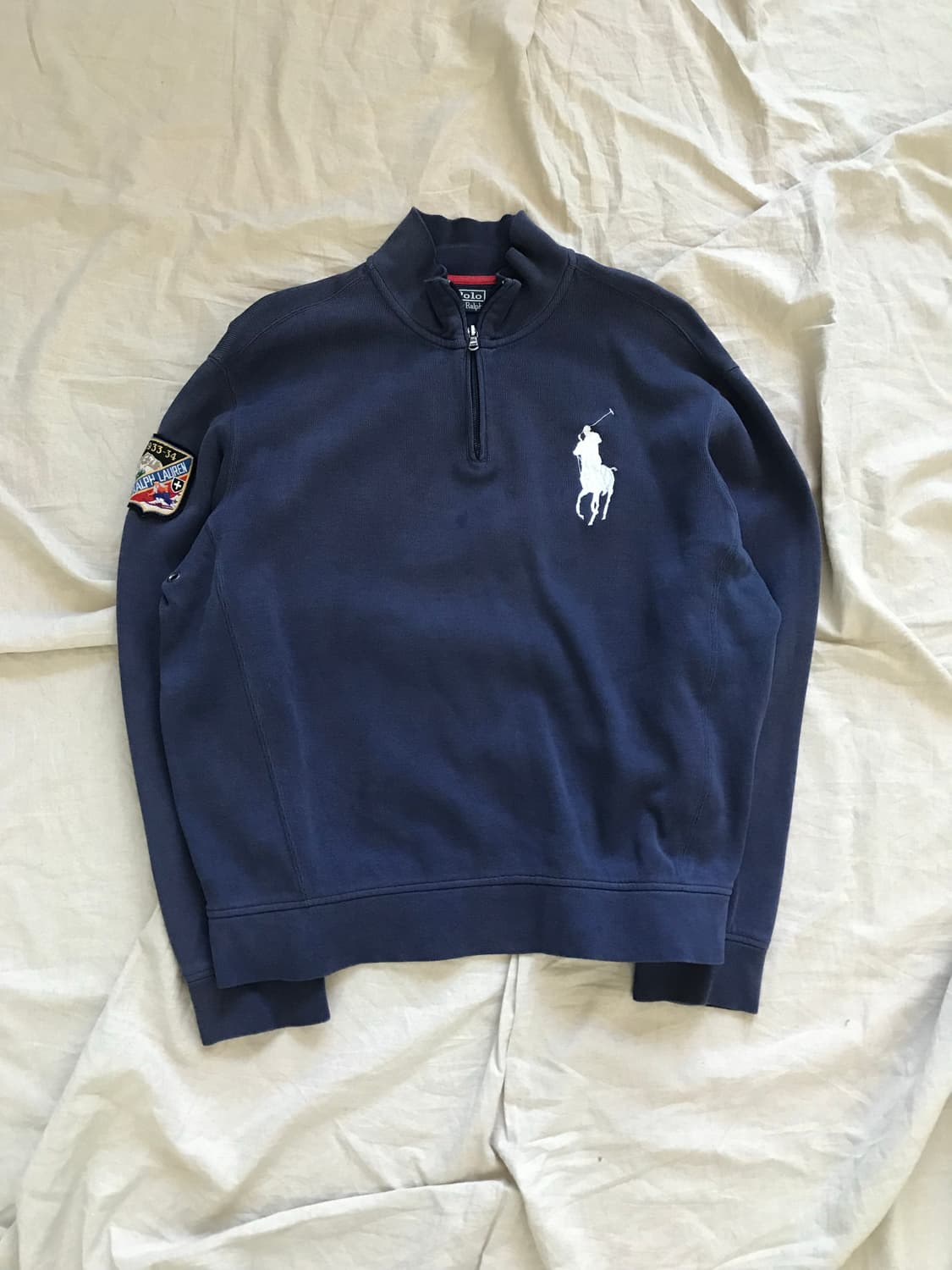 폴로 랄프로렌 빅포니로고 네이비 코튼 반집업 상품이미지5