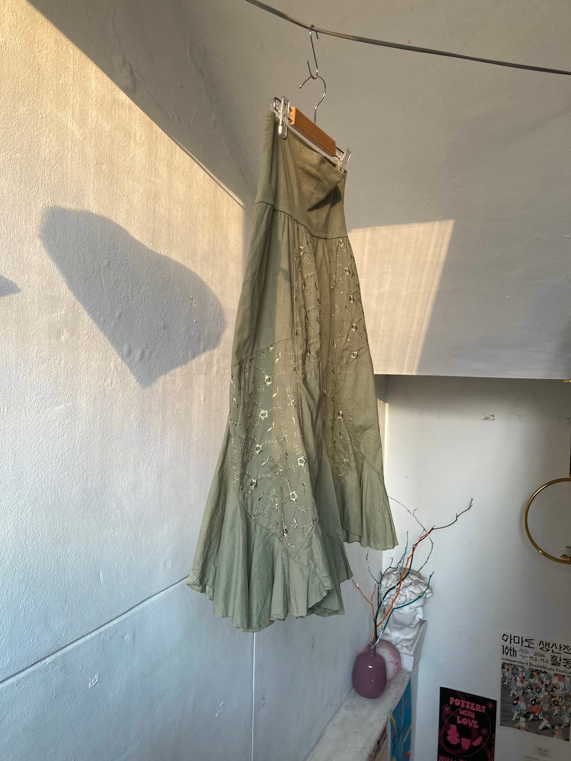 MADE IN ITALY 카키 언발 스커트 상품이미지8