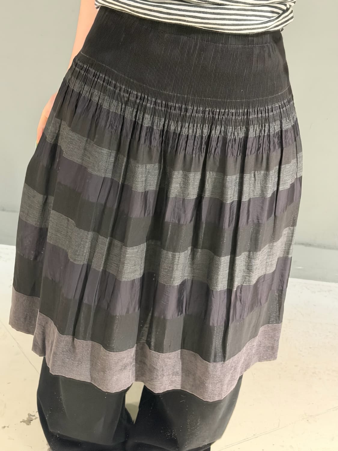 banding line stripe pattern skirt 상품이미지3