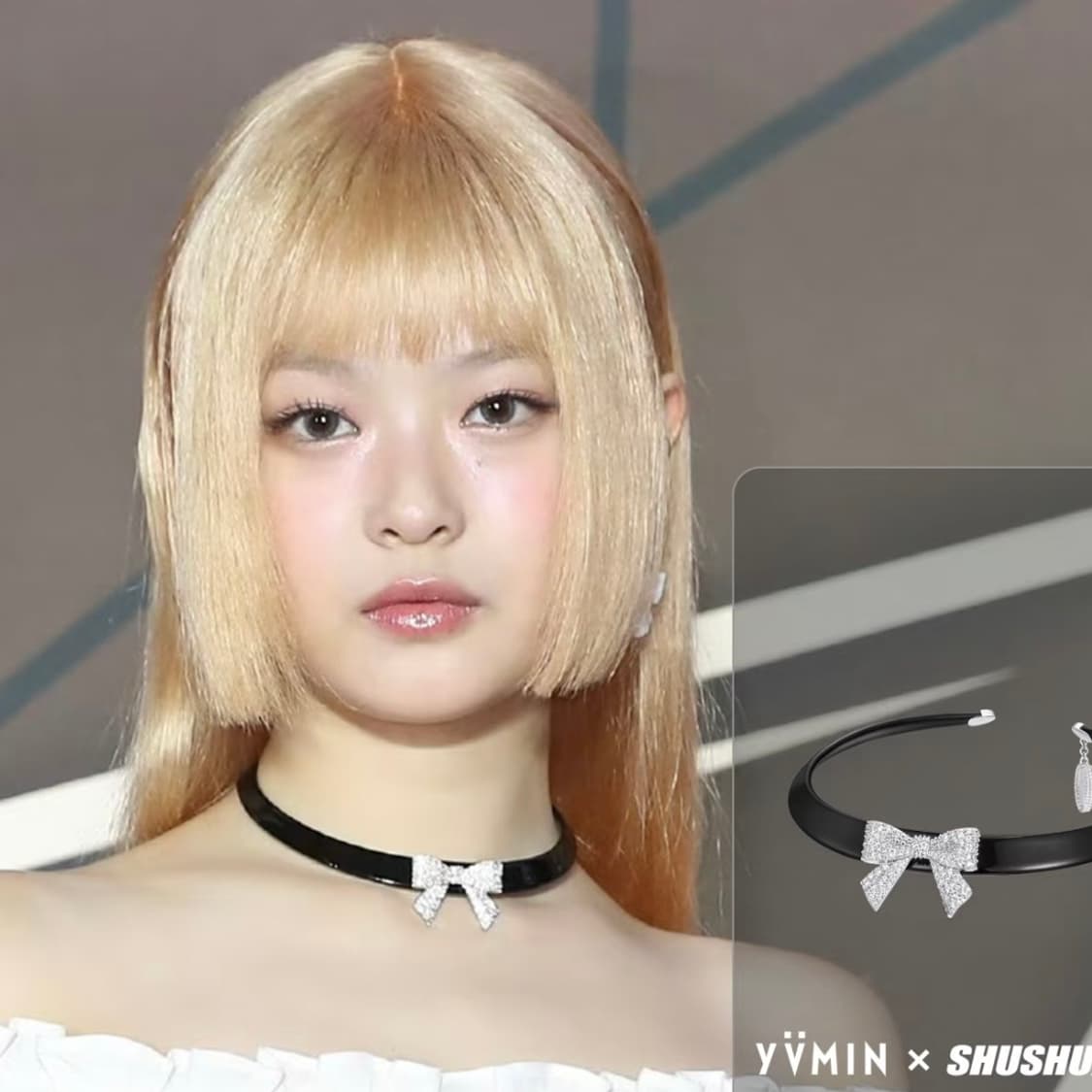 SHUSHUTONG X YVMIN파베 세팅 리본 목걸이 상품이미지6