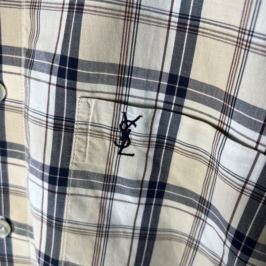 [Ysl Pour Homme] 90's 입생로랑 뿌르옴므 체크 반팔셔츠 상품이미지3