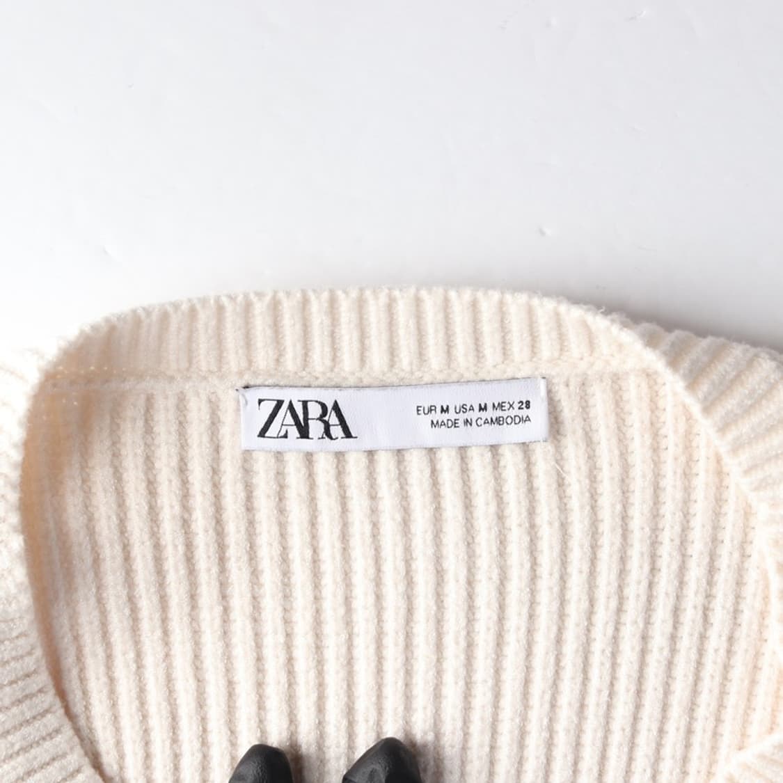ZARA 크림 골지 크롭 슬리브리스 베스트 M 상품이미지5