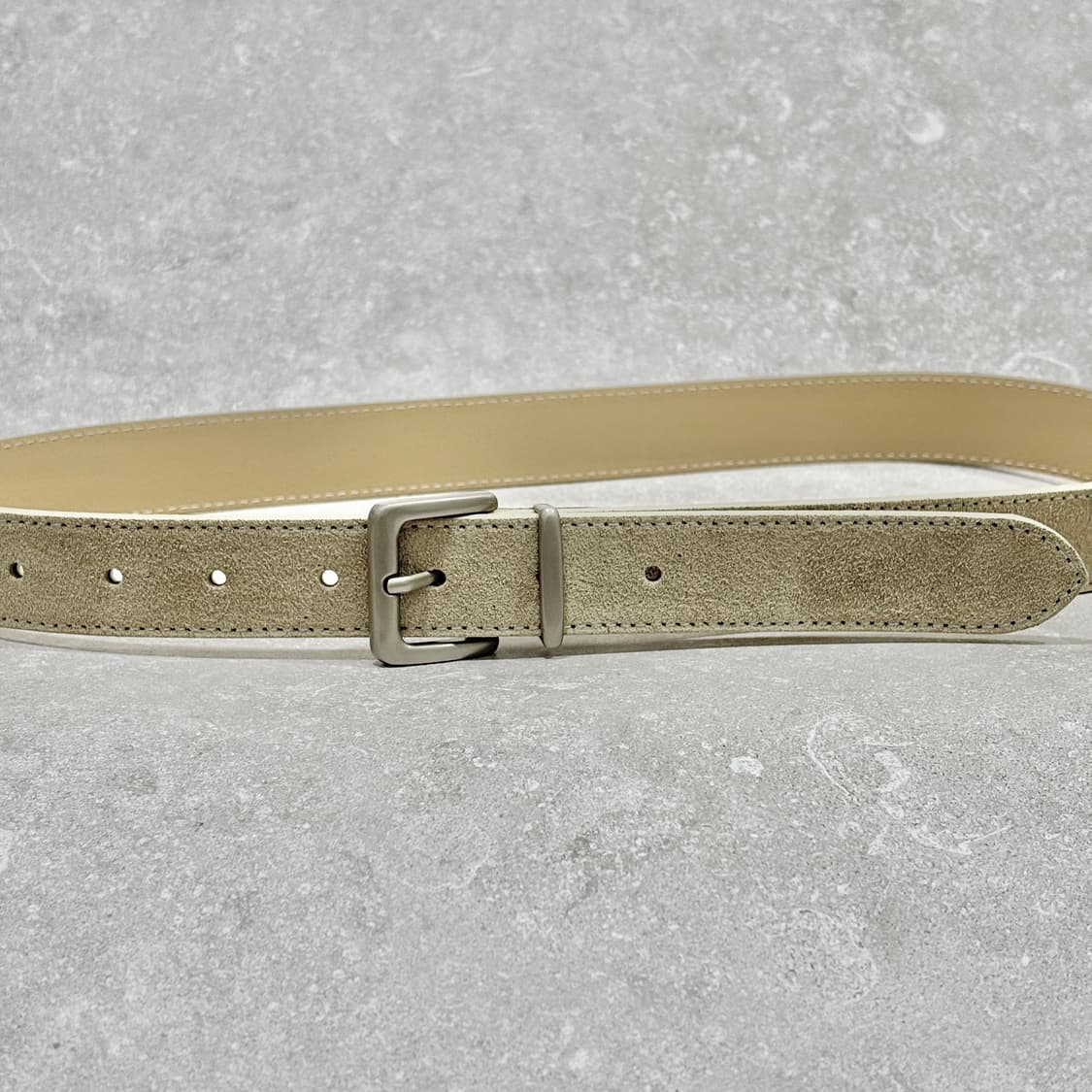 Oribell 새틴 실버 버클 이탈리아 스웨이드 소가죽 베이직 벨트 상품이미지3