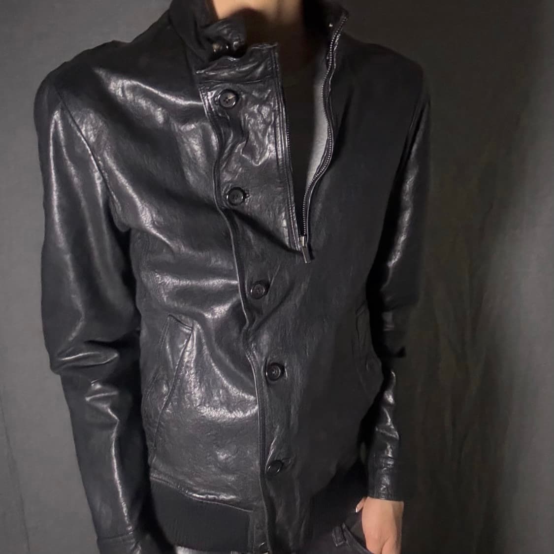 Double neck lamb skin leather jacket  상품이미지2