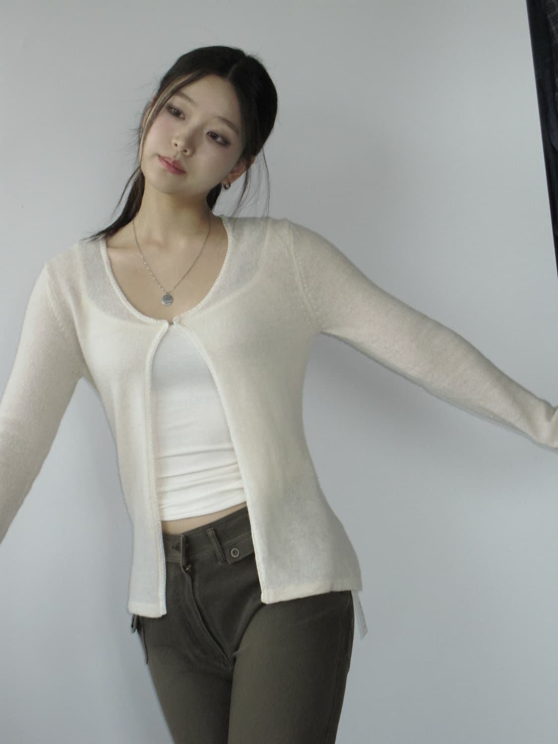 아이보리 오픈 가디건  상품이미지5