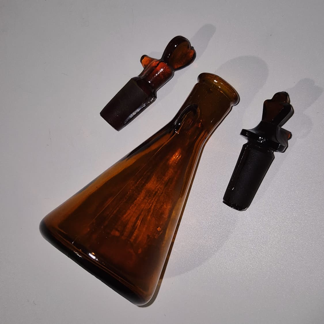 80s 핸드블로운 엠버 보들 하트&클로버 1p 상품이미지10