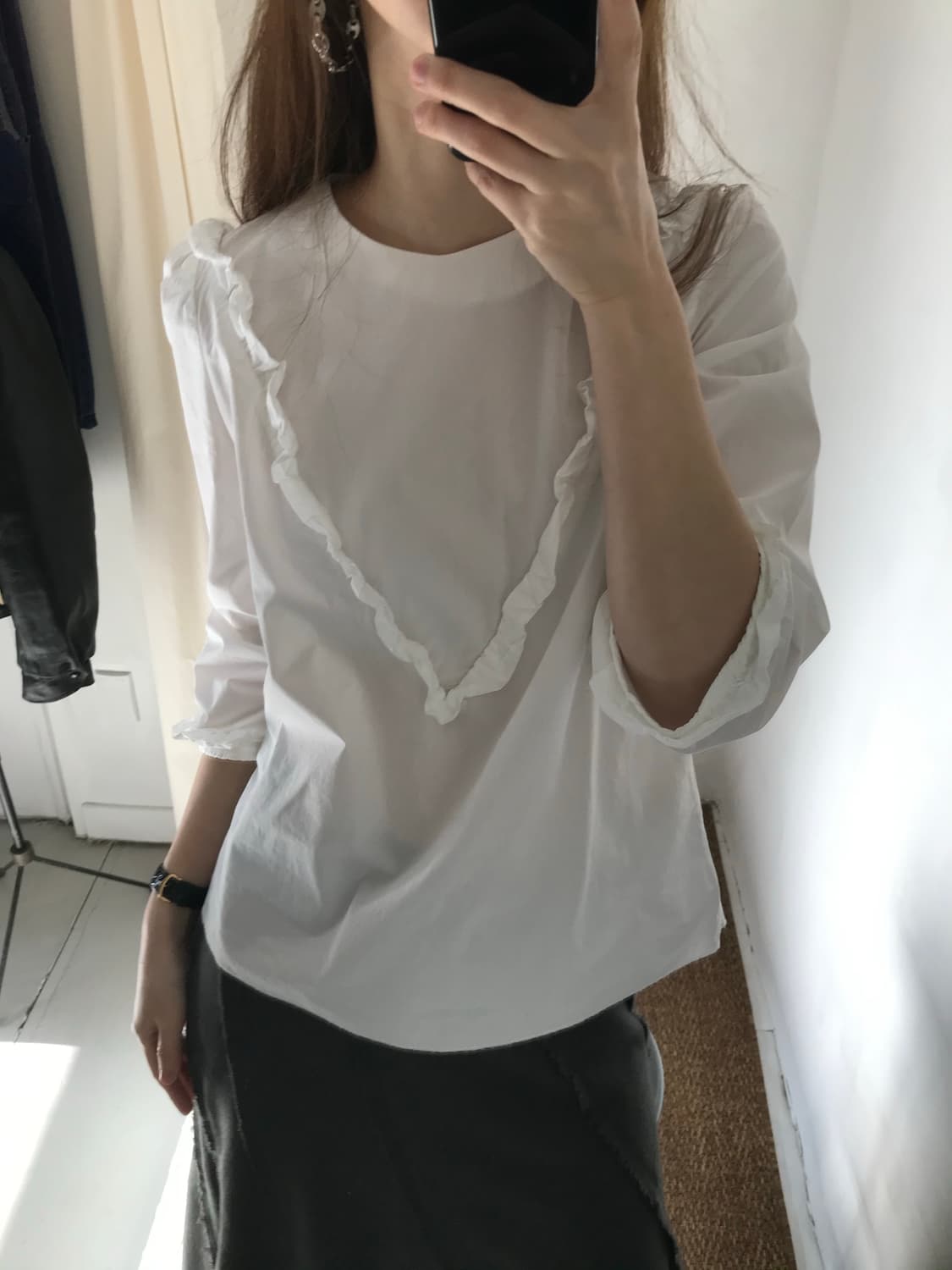 white frill cotton blouse 상품이미지2