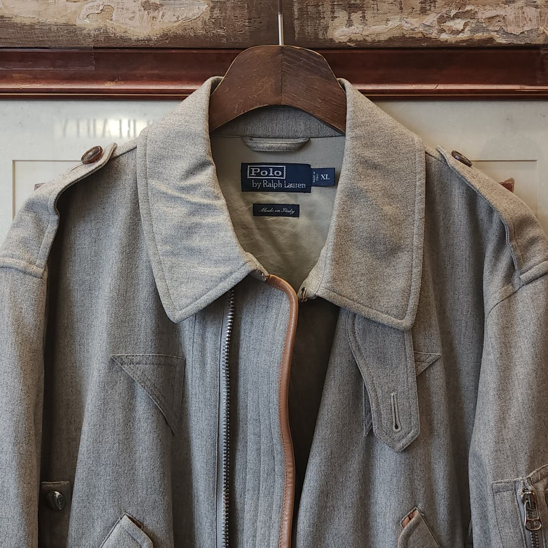 폴로 이태리 바이커 봄버 자켓 밀리터리 블루종 라이트 그레이 xl 상품이미지4