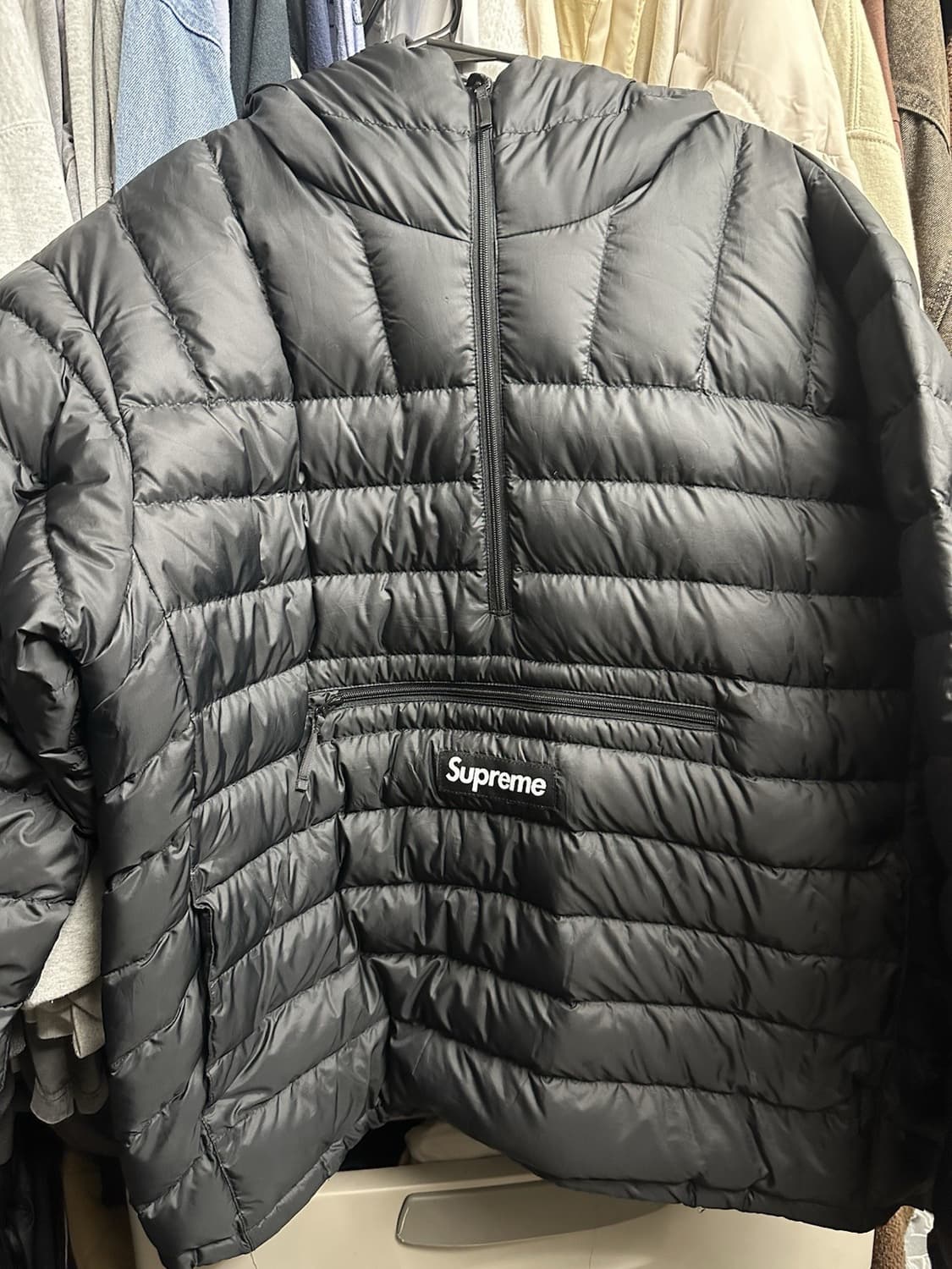 슈프림 마이크로 다운 하프 집 후드 풀오버 블랙 상품이미지1