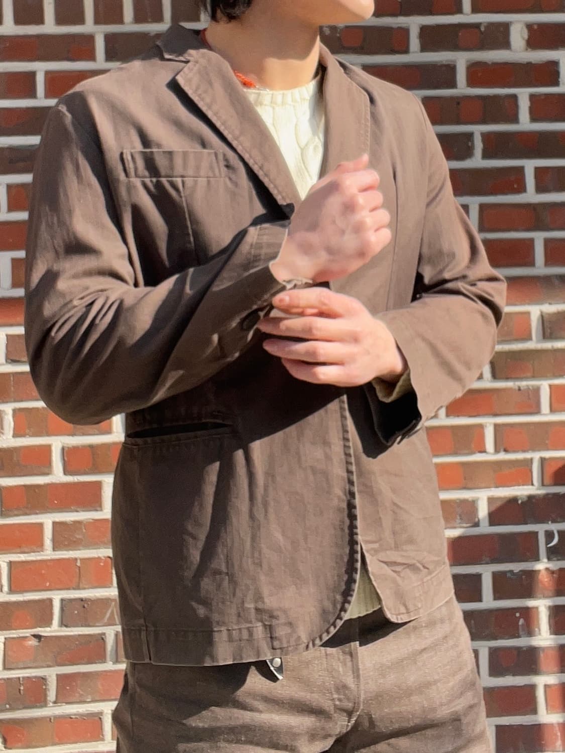 빈티지 브라운 코튼 테일러드 워크자켓 상품이미지2