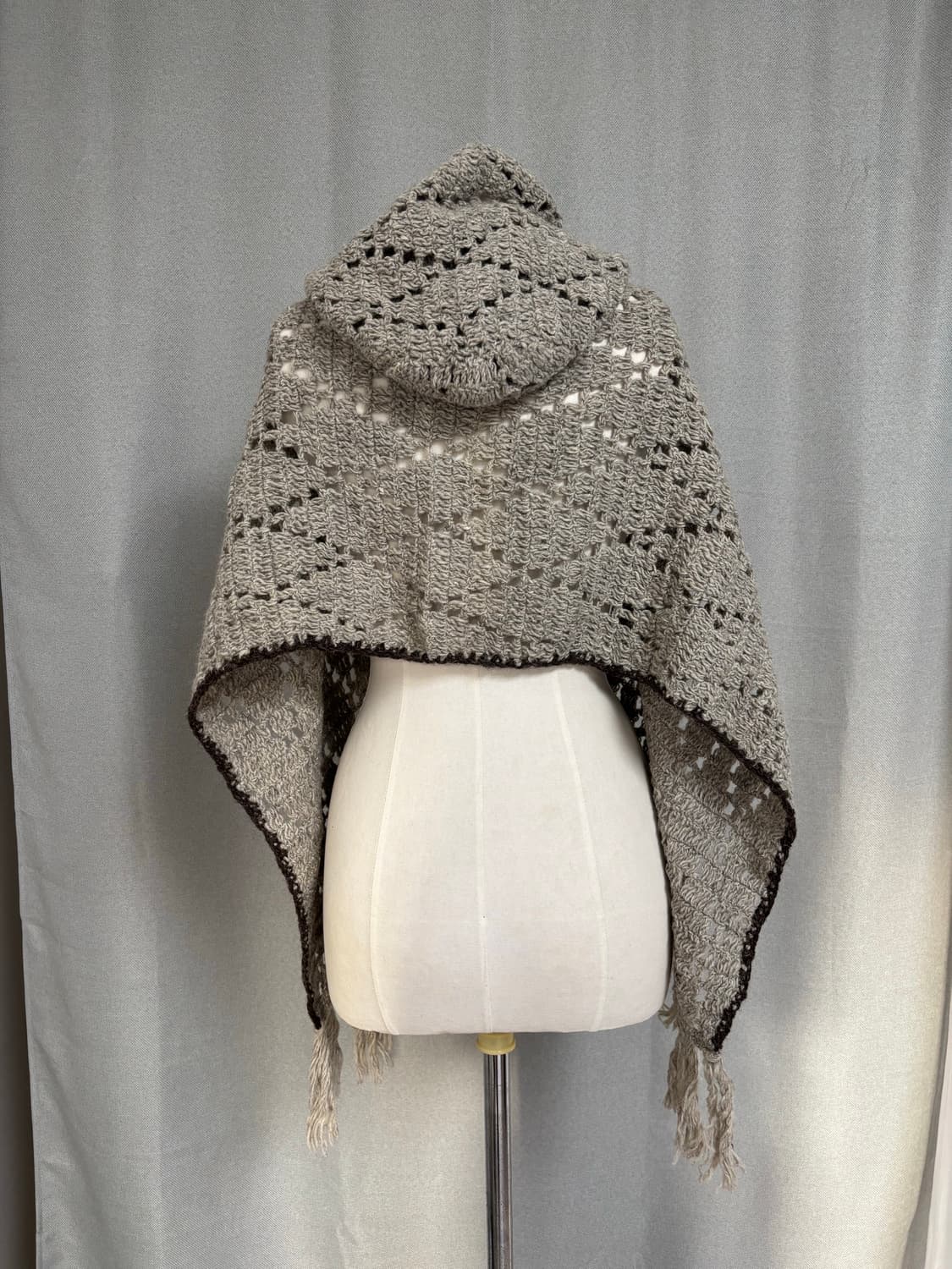 애쉬 울 니트 후드 판초 숄 상품이미지3