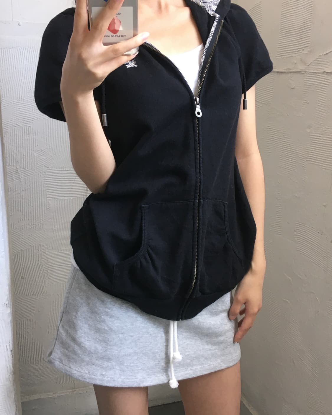 Burberry 버버리 블루라벨 블랙 반팔 후드집업 상품이미지3