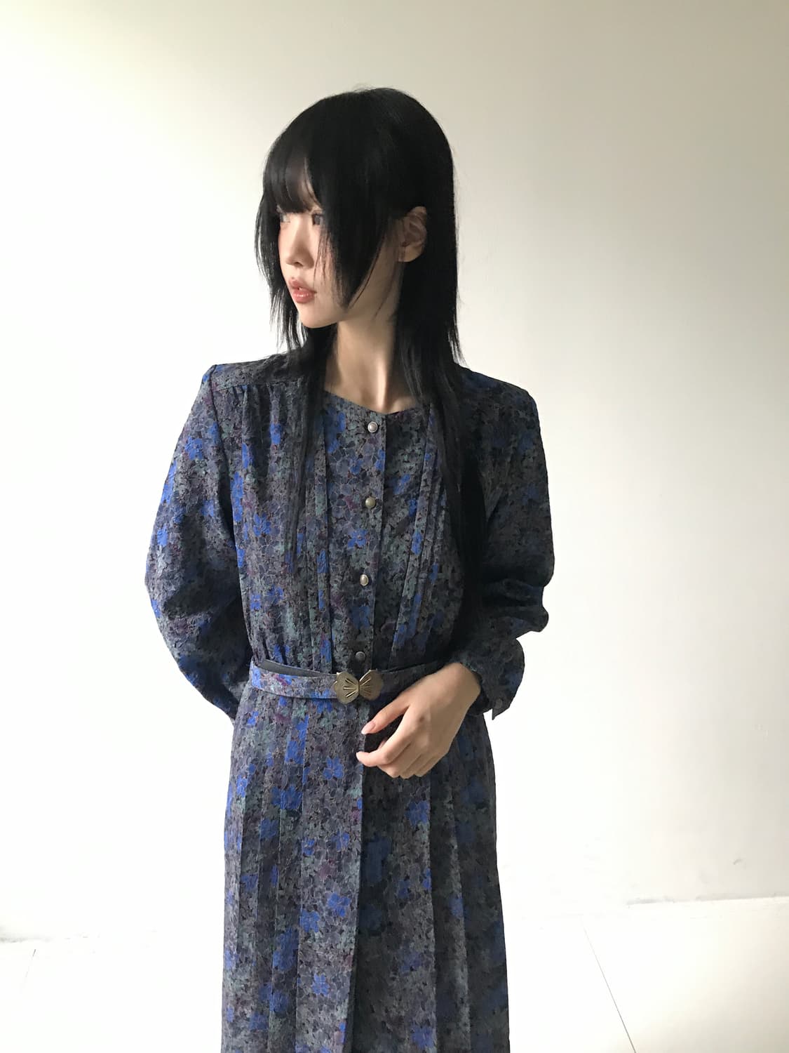 Square neck belted dress 상품이미지2