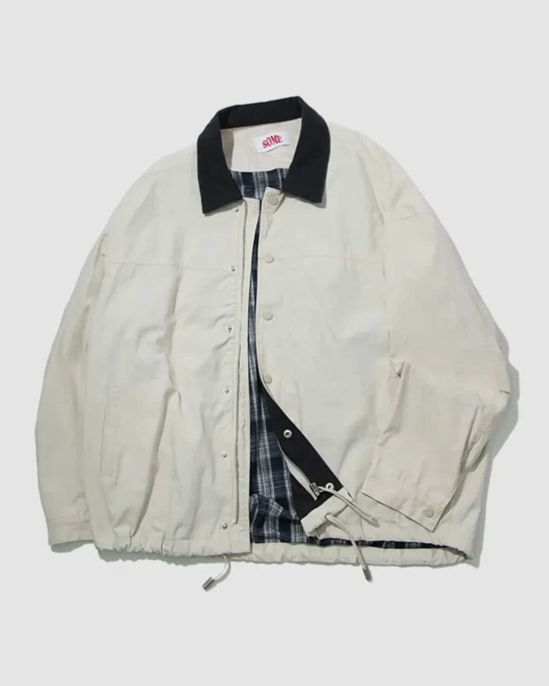 썸플레이스 배색 자켓 아이보리 상품이미지1
