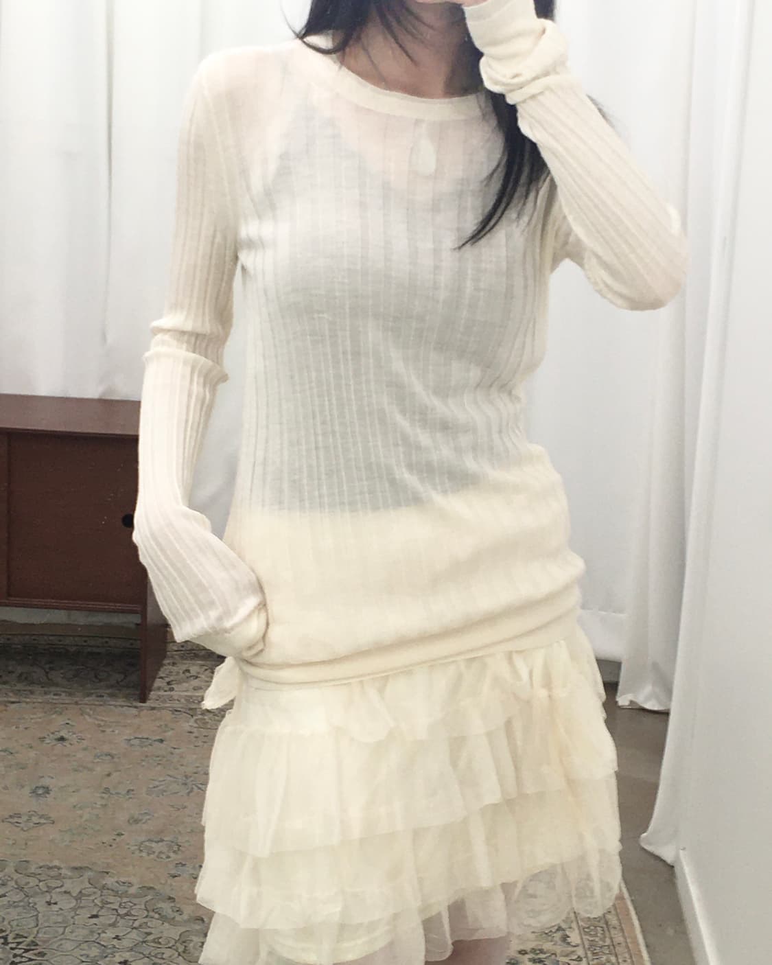 아이보리 골지 니트 상품이미지2