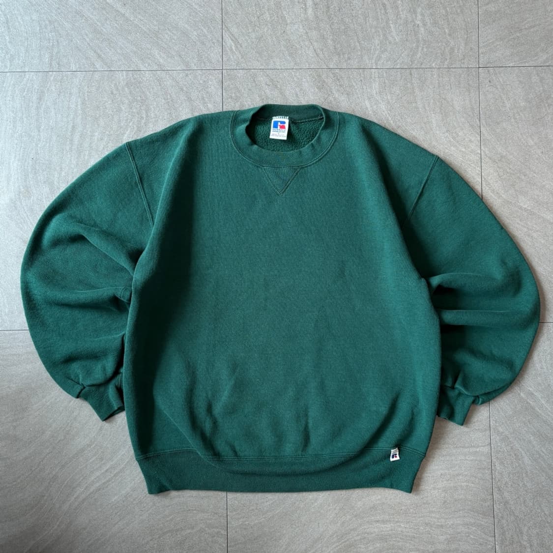 90s 90년대 미국 생산 러셀 블랭크 그린 스웻셔츠 상품이미지1