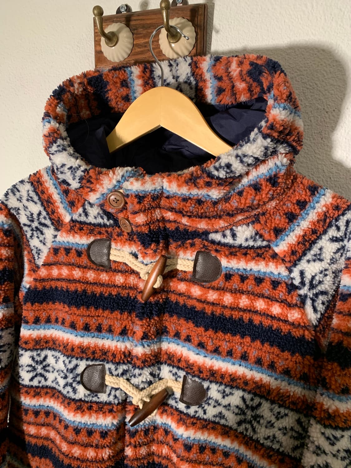 빔즈하트 노르딕 패턴 플리스 더플 코트 집업 상품이미지2