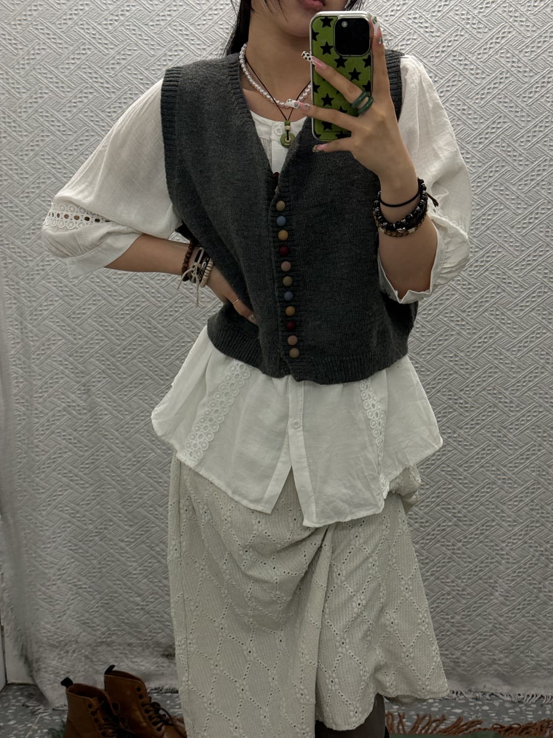 빈티지 모리 키치 레인보우 캔디단추 니트 베스트 K0151 상품이미지2