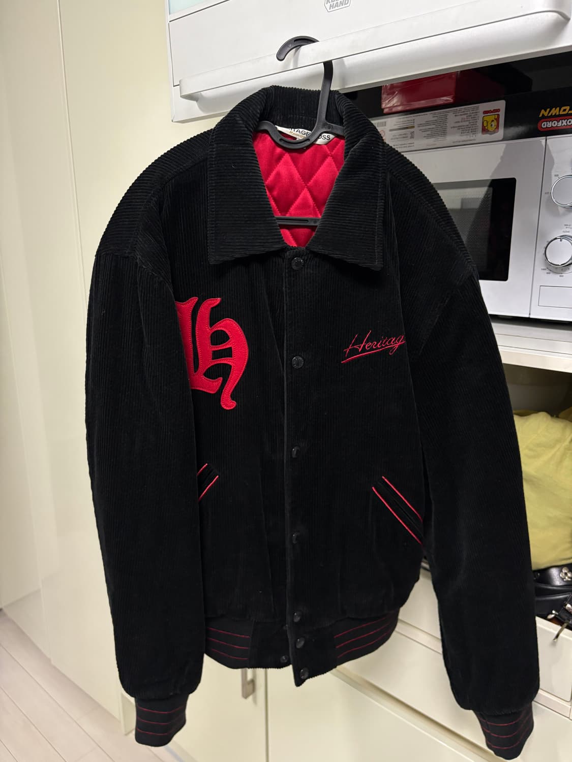 헤리티지플로스 코듀로이 바시티 자켓 블랙레드 L 상품이미지3