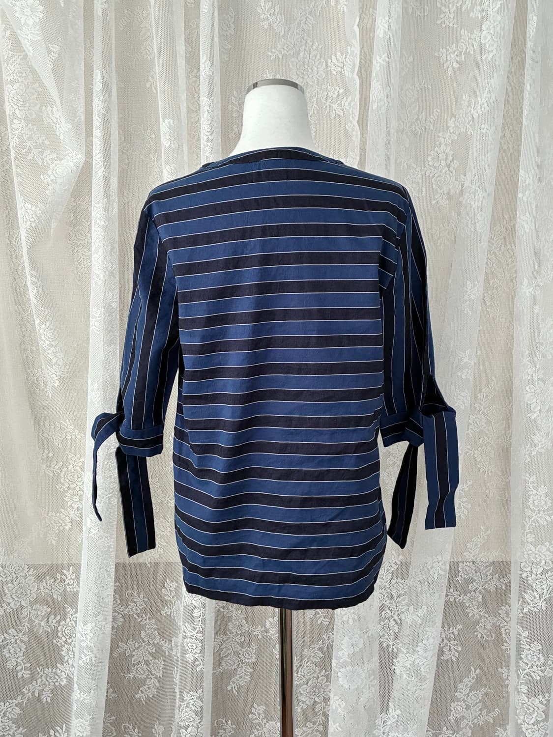 1) 마쥬 maje 스트라이프 린넨 블라우스 블루 상품이미지3