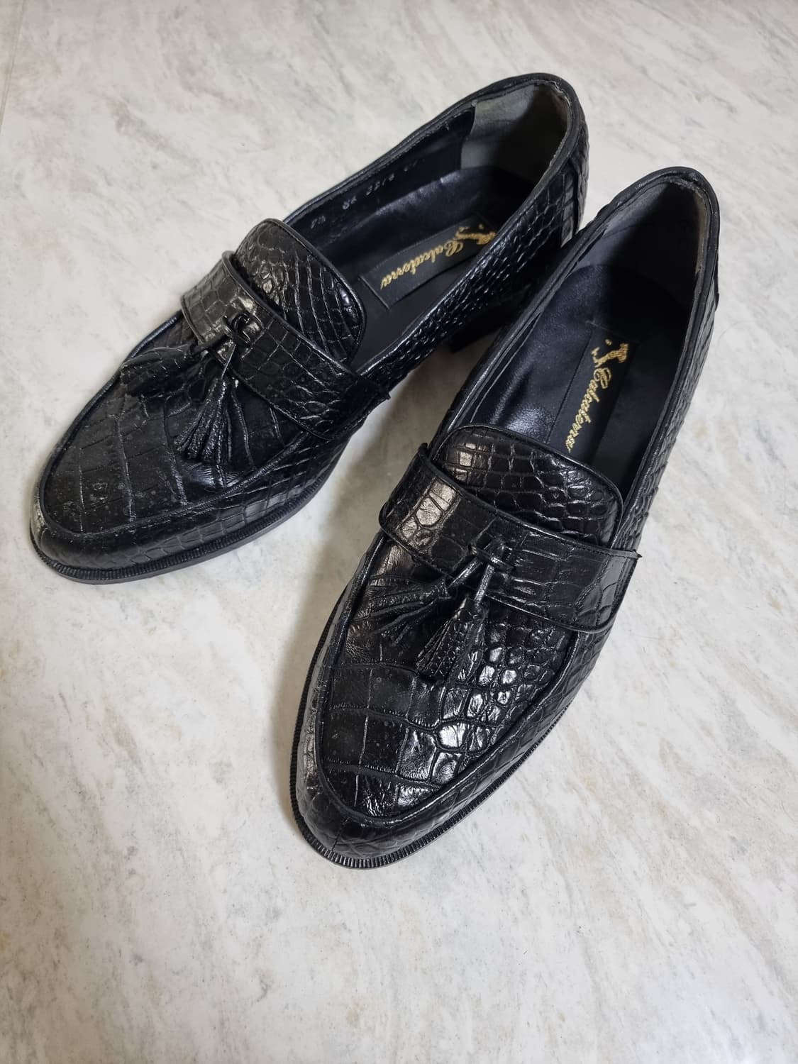 리얼 악어가죽 와니 테슬 블랙로퍼 255-260 블랙 상품이미지4