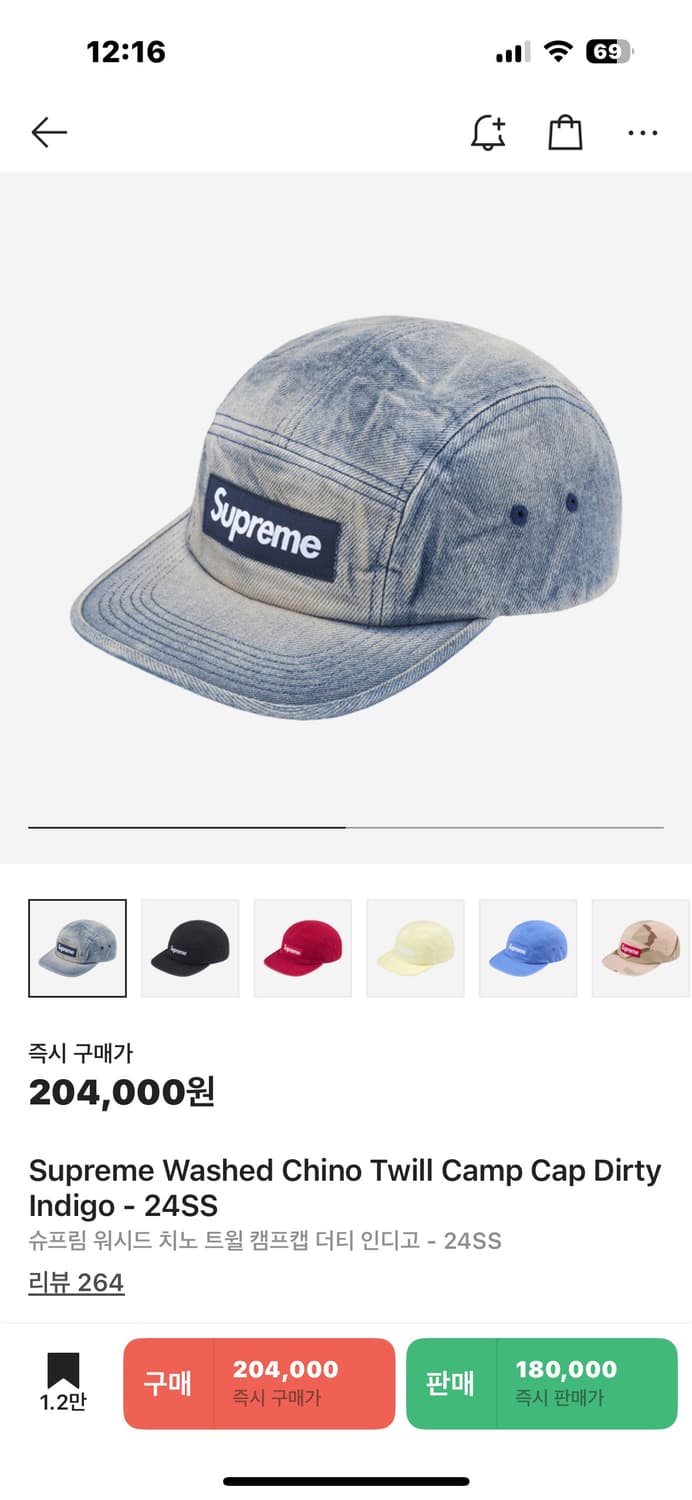 슈프림 워시드 캠프캡 더티 인디고 24SS 상품이미지5