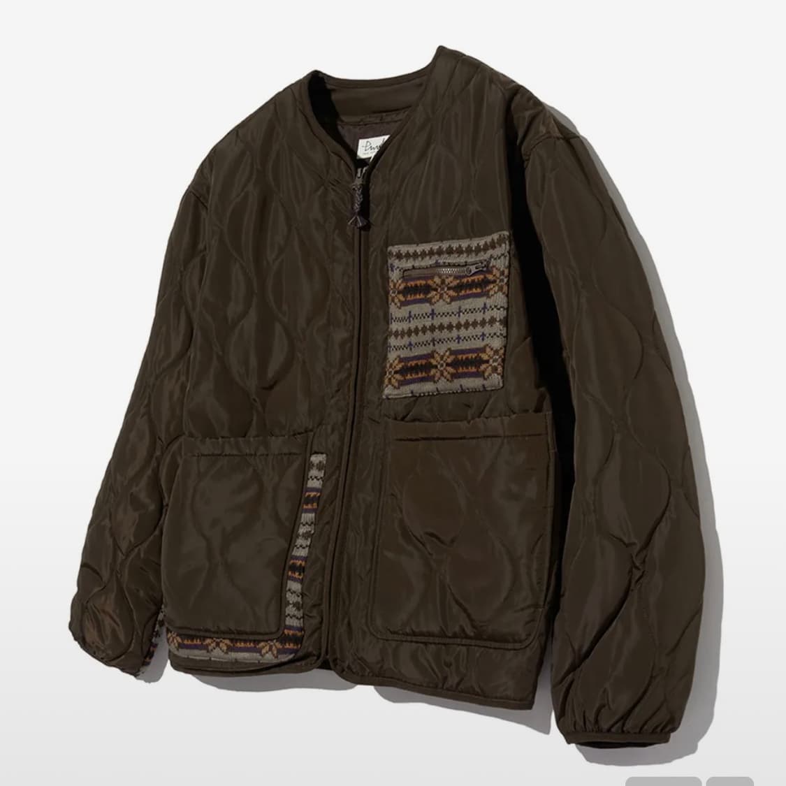 [피지컬 디파트먼트] 니트믹스 투웨이 포켓 퀼팅자켓_브라운 상품이미지2