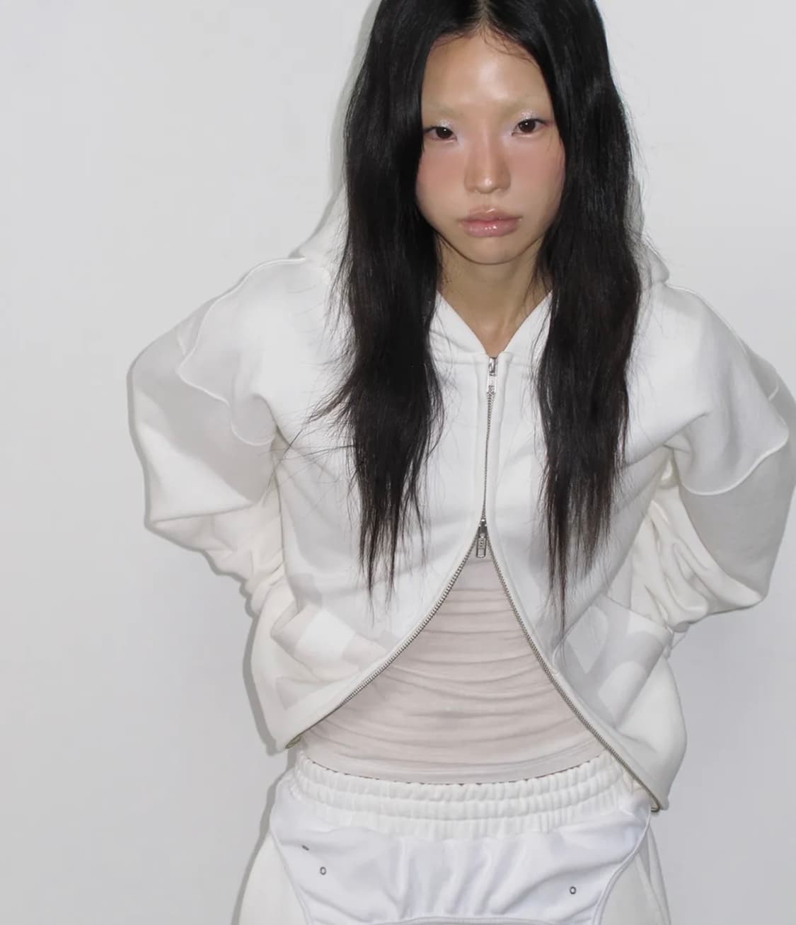 41PRAY 사일프레이 후드집업 후디 화이트 아이보리 논기모 상품이미지3