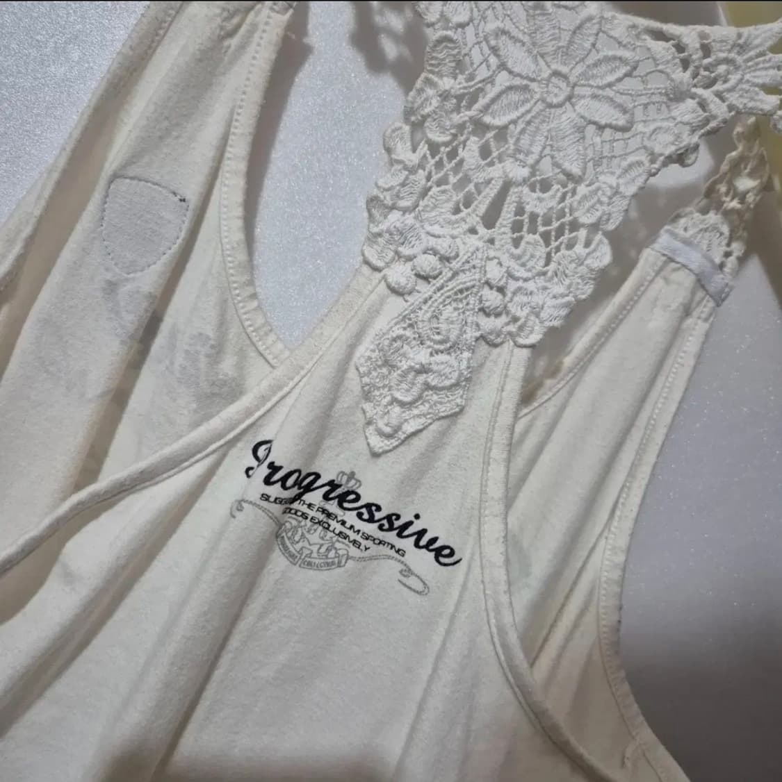 575 ) EXR 면+폴리 자수 레이스 나시 상품이미지3