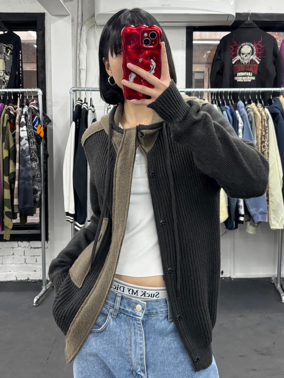 디젤 카키 울 니트 후드자켓 상품이미지3