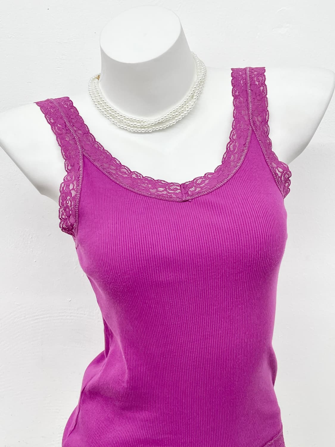 마젠타 골지 레이스 탑 상품이미지2