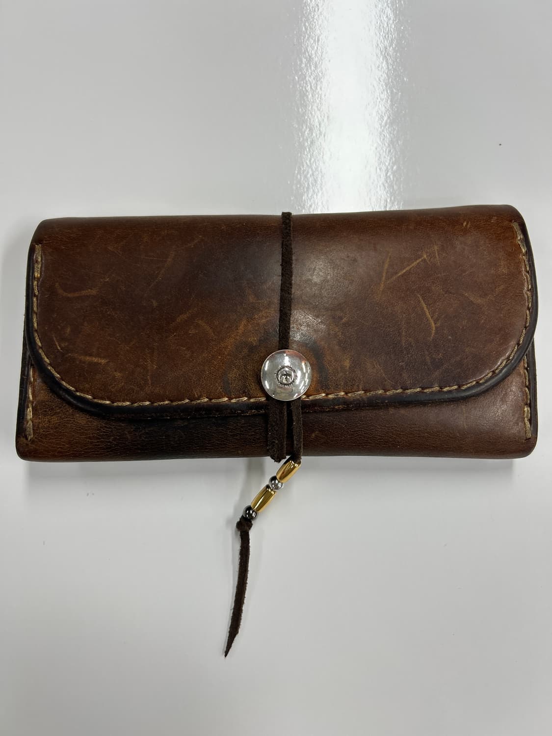 GOROS 고로스 네츄럴 브라운 새들레더 이글콘초 중지갑 상품이미지1