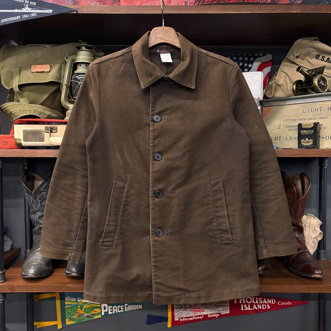 90s 베트라 몰스킨 코튼 프렌치 워크자켓 브라운 N523 상품이미지1