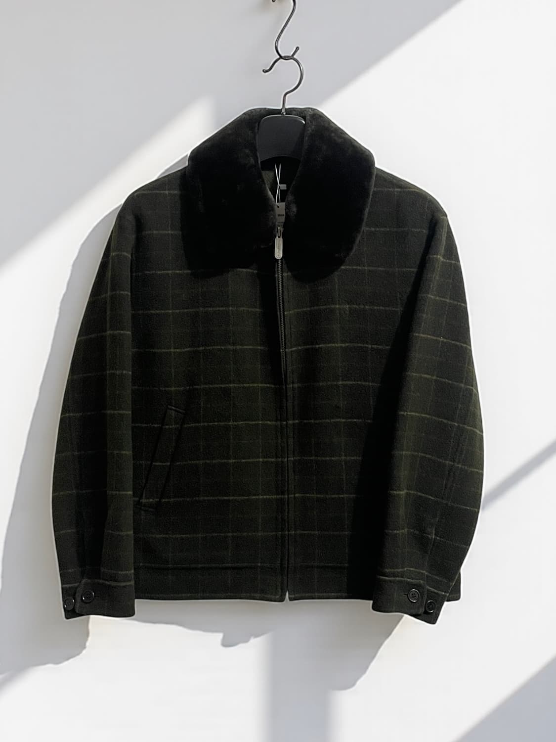 입생로랑 울 체크 퍼카라 자켓 상품이미지1
