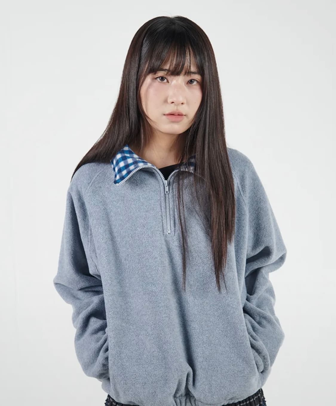 무음 더블 플리스 아노락 블루 그레이 상품이미지1