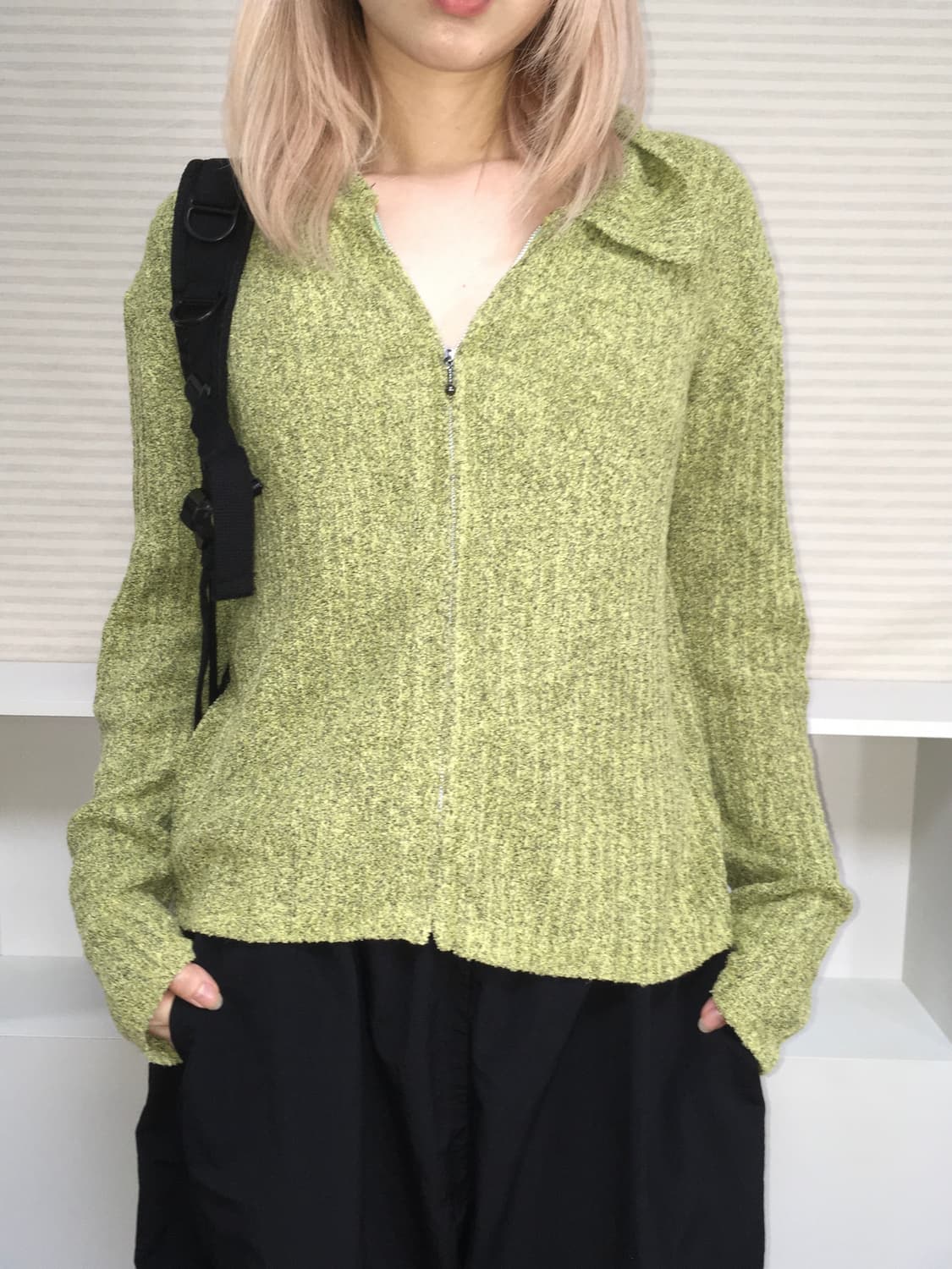 jpn vintage bokashi green knit zipup 상품이미지1