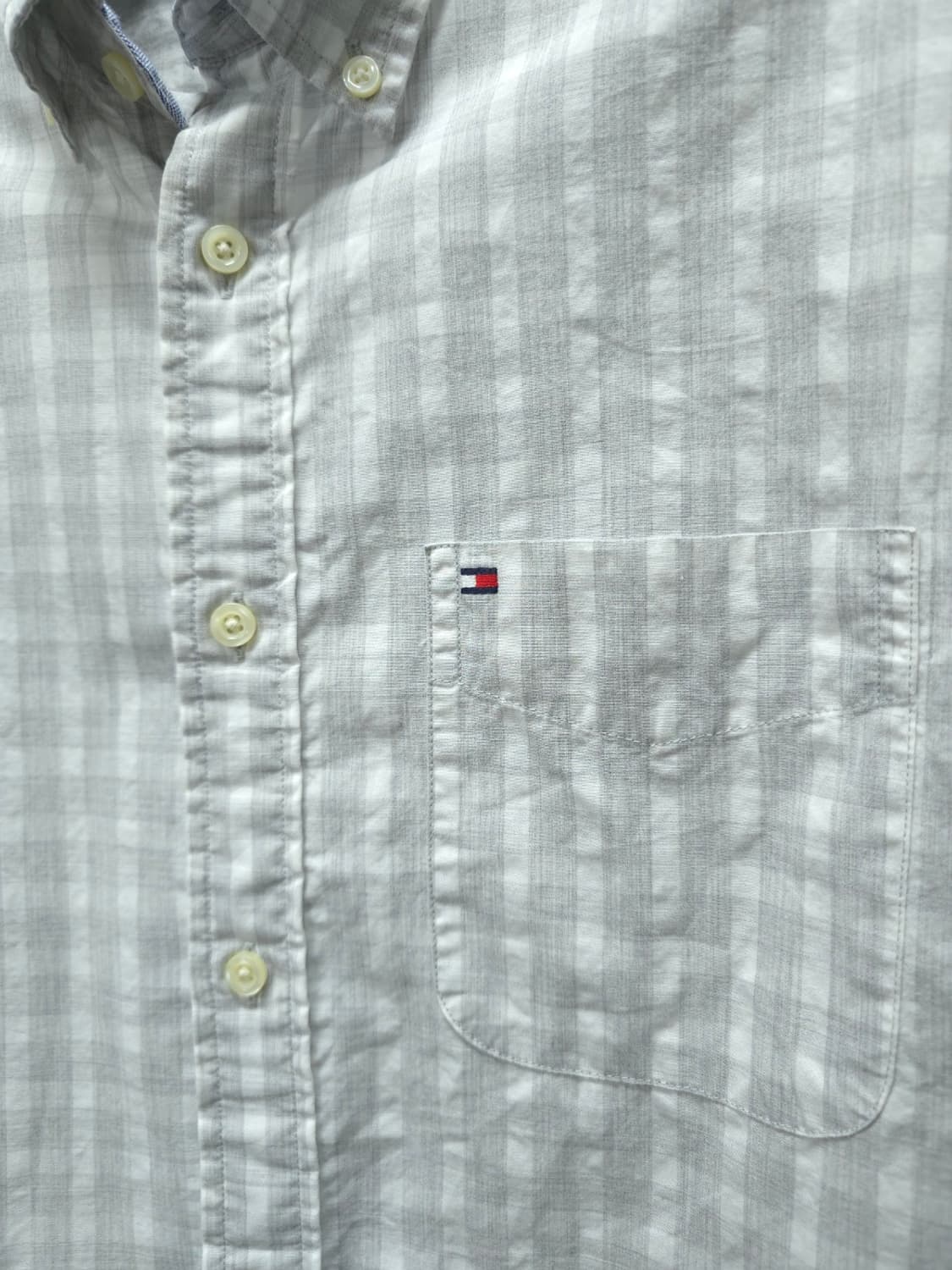 타미힐피거 화이트 그레이 체크 긴팔 셔츠 상품이미지3