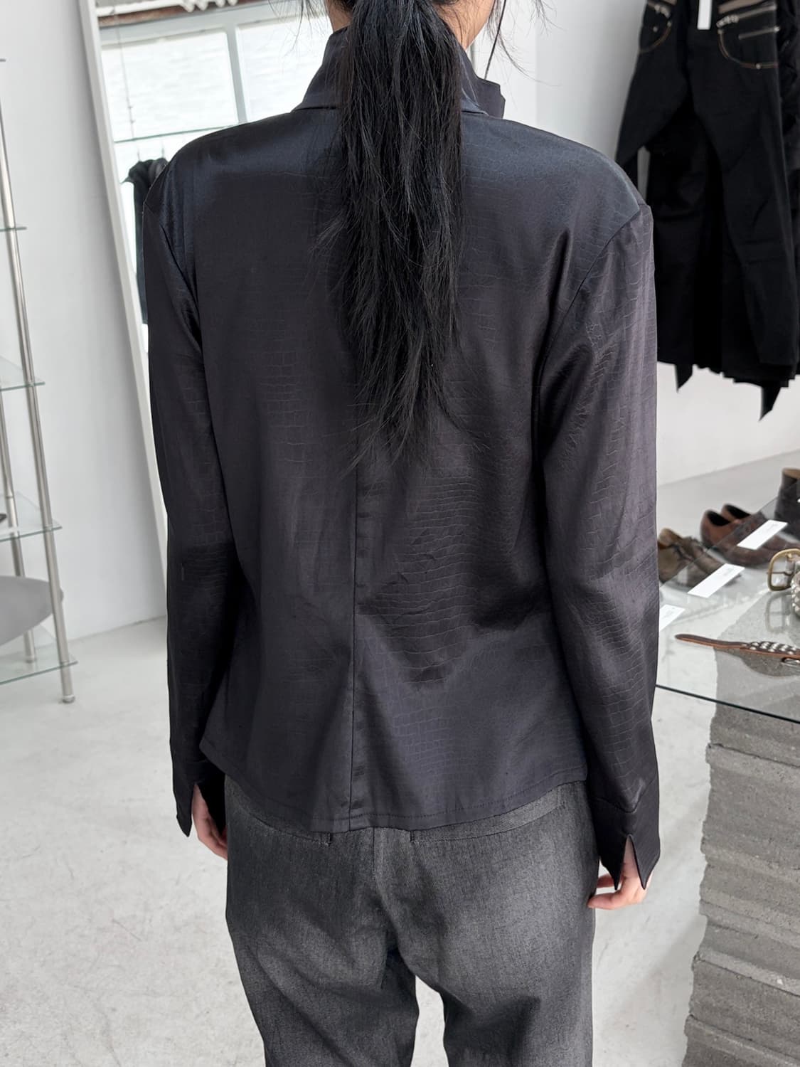 1990’s japan vintage 파이톤 새틴 셔츠 자켓 상품이미지2