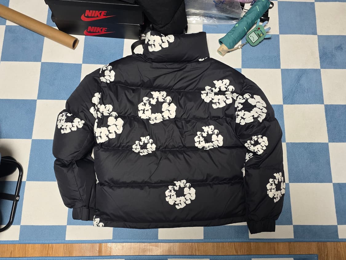 [S] 데님 티어스 코튼 리쓰 다운 자켓 패딩 블랙 상품이미지4