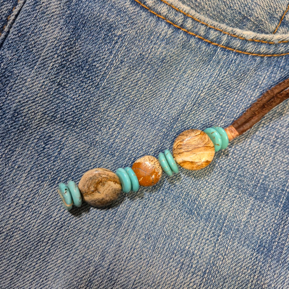 도화석-터키석-가죽끈 열쇠고리 상품이미지2